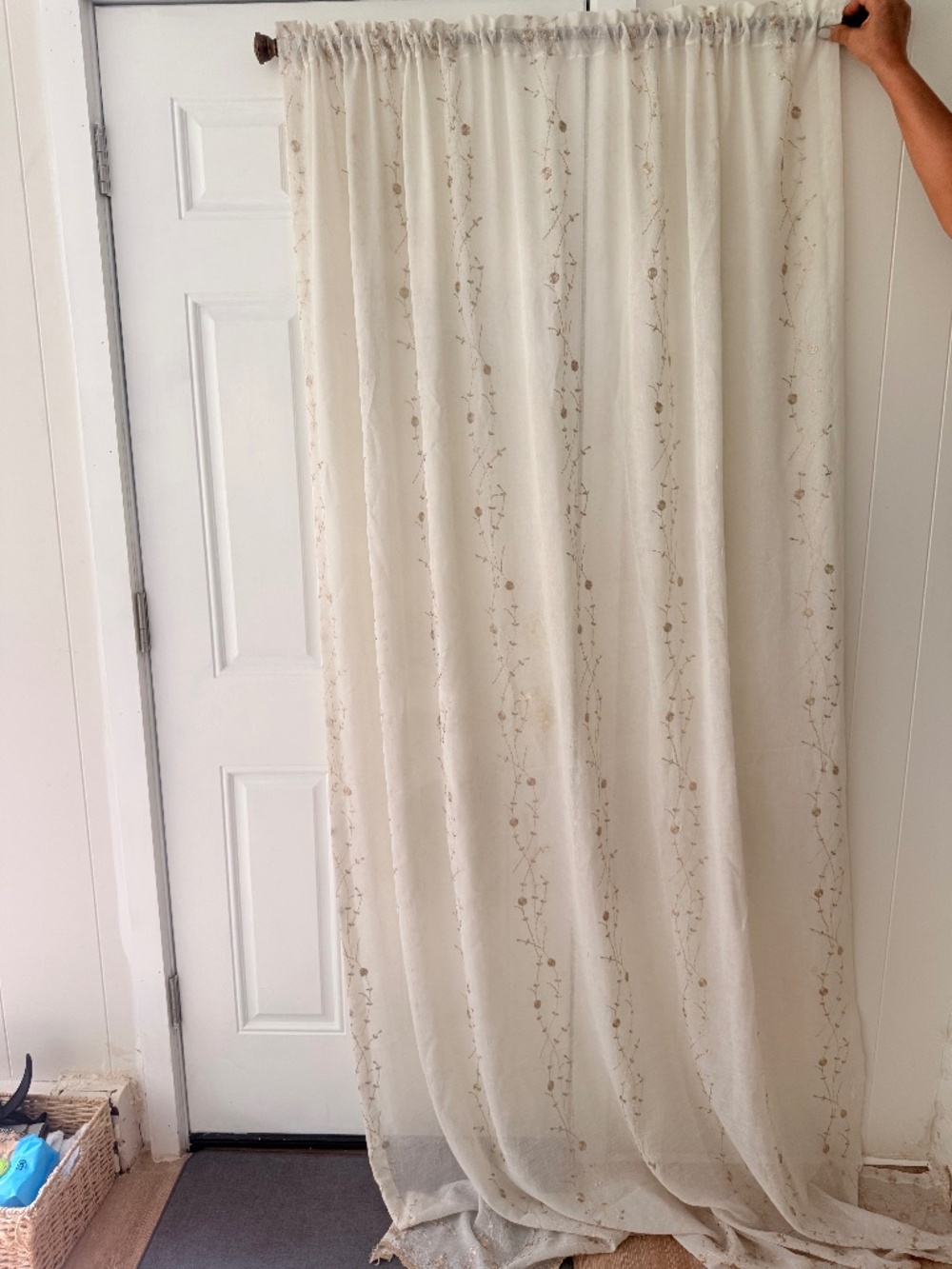 Embroidered Floral Sheer Curtain Panel